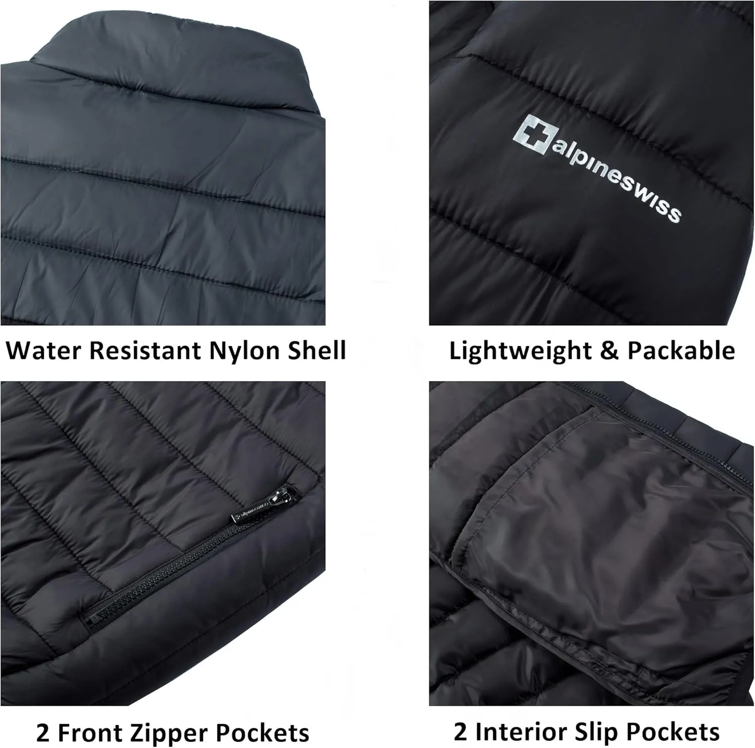 Alpine Swiss Niko Mens Puffer Jacket | Insulated Lightweight Down Alternative Coat | Packable, Water Resistant & Warm