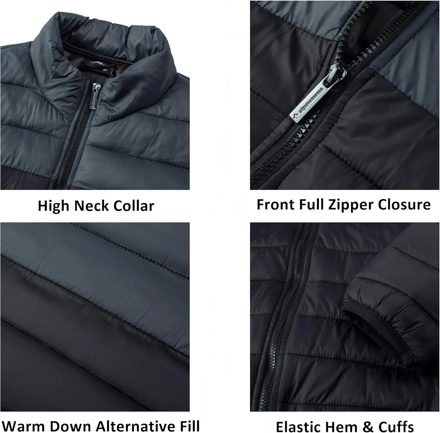 Alpine Swiss Niko Mens Puffer Jacket | Insulated Lightweight Down Alternative Coat | Packable, Water Resistant & Warm
