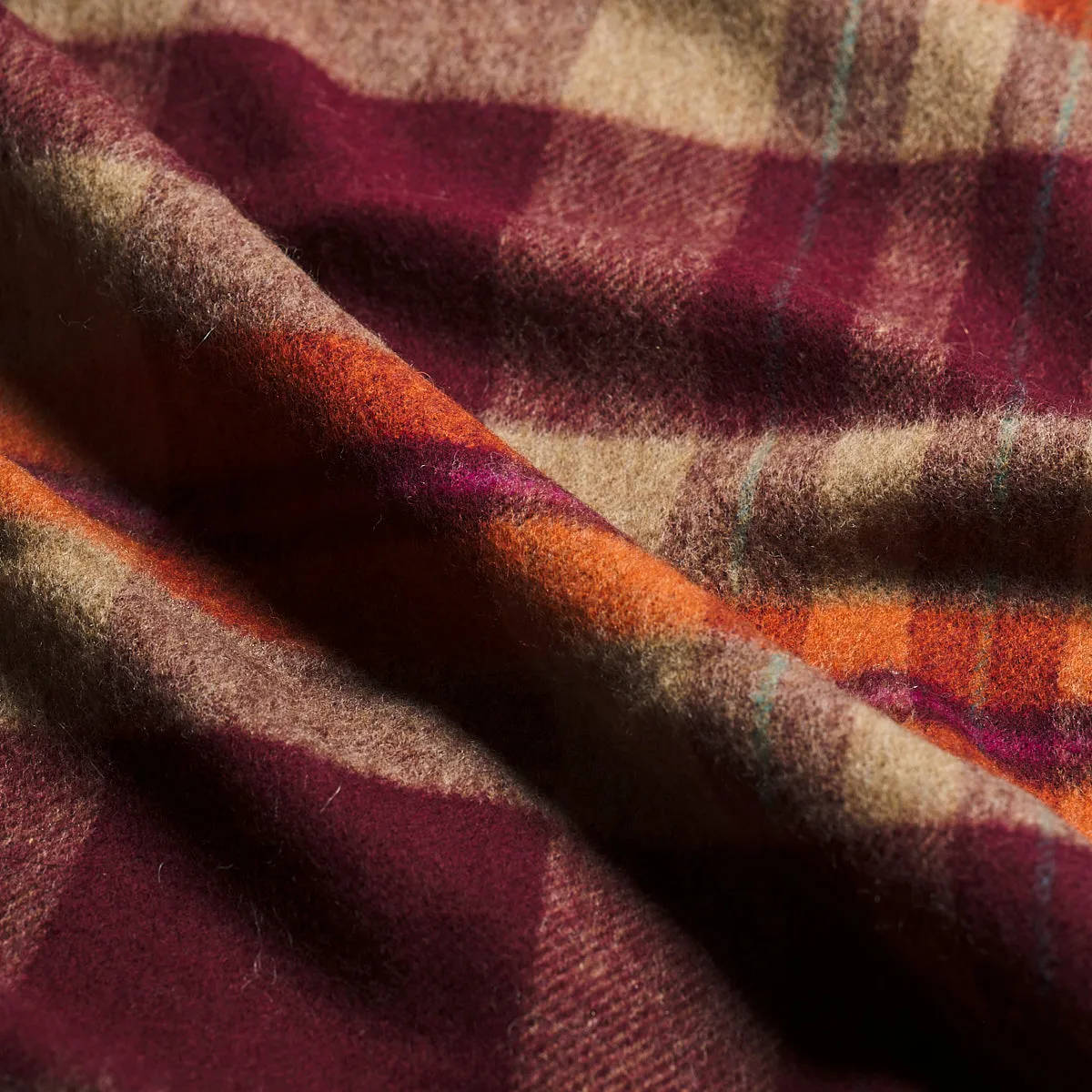 Berry Check Cabin Wool Blanket