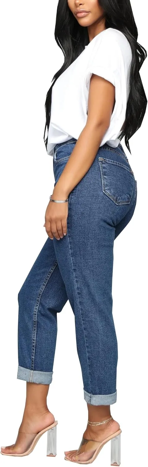 BessCops Women's Boyfriend Jeans Stretchy Ripped Distressed Denim Mom Jean Pants