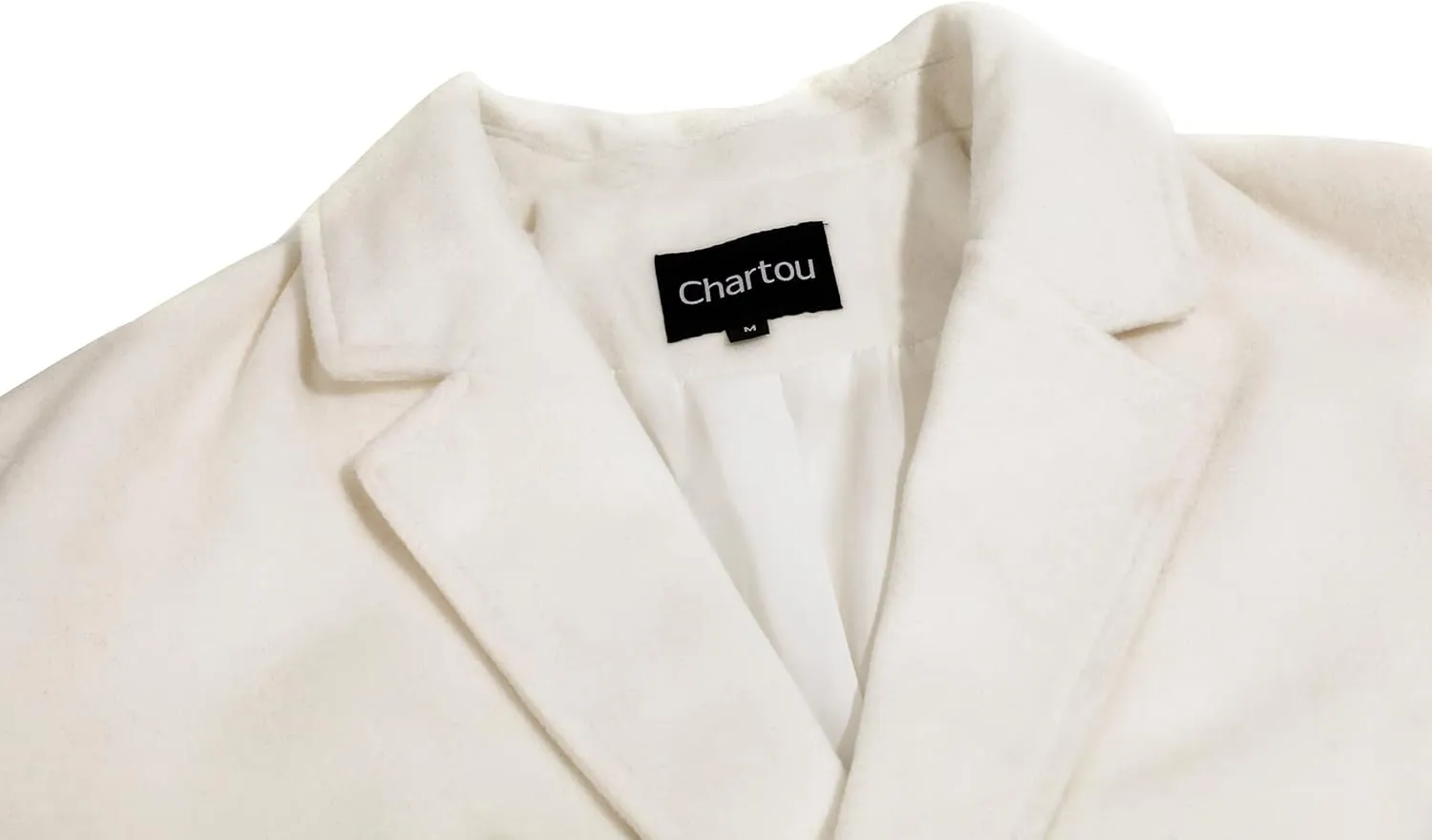 CHARTOU Women's Oversized Notched Collar Wool Blend Single Breast Midi Long Trench Coat