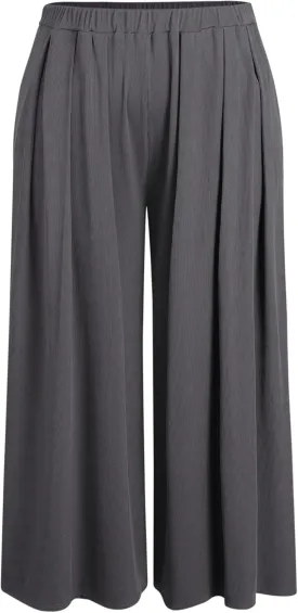 CIDER Womens Plus Size Wide Leg Pants Palazzo Flowy Elastic Waist Pants with Pockets
