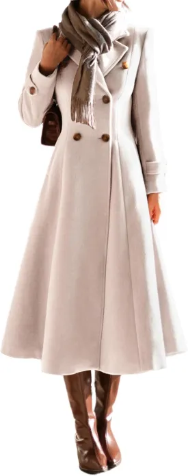 IDEALSANXUN Womens Long Wool Coat Fall Winter Double Breasted Trench Coat Peacoat Jackets
