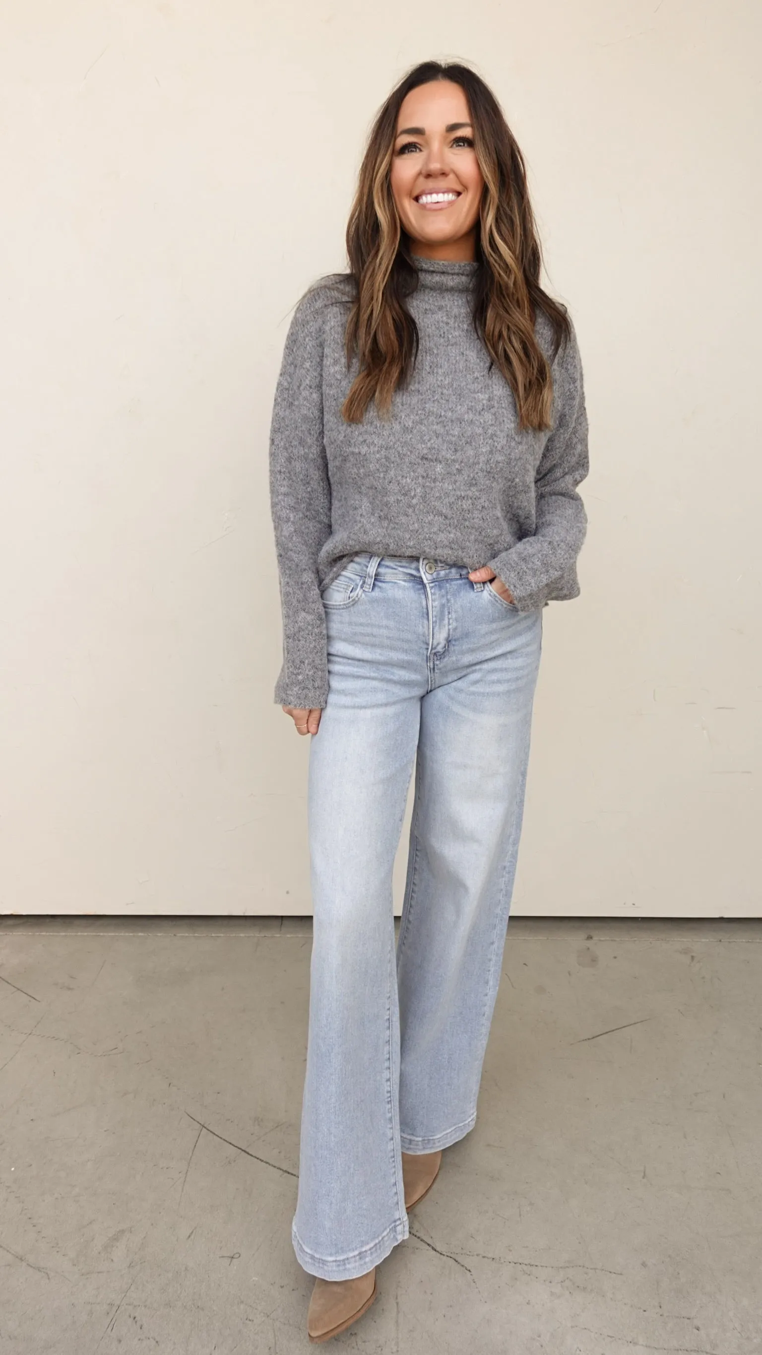Light Wash High Rise Wide Leg Denim