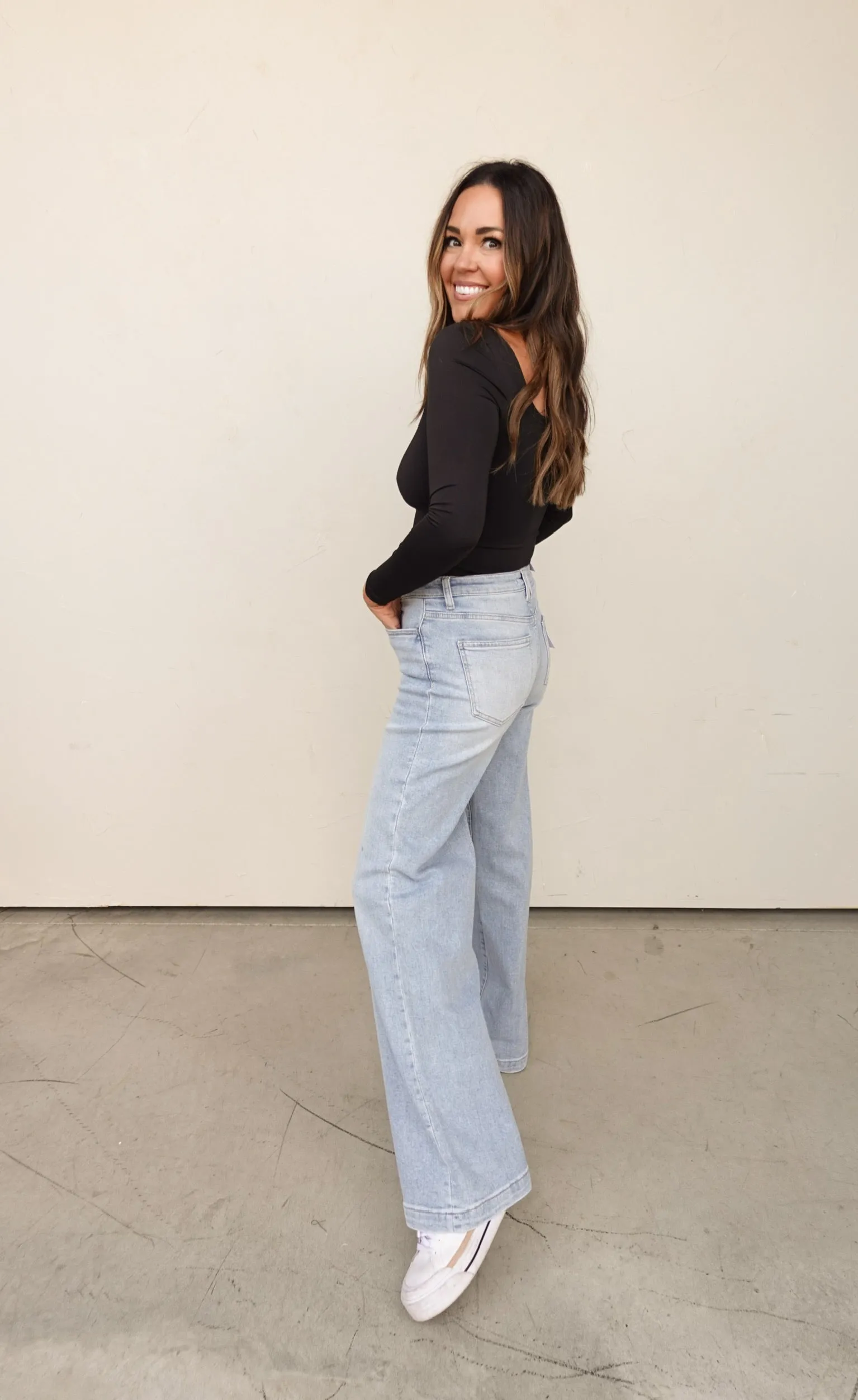 Light Wash High Rise Wide Leg Denim