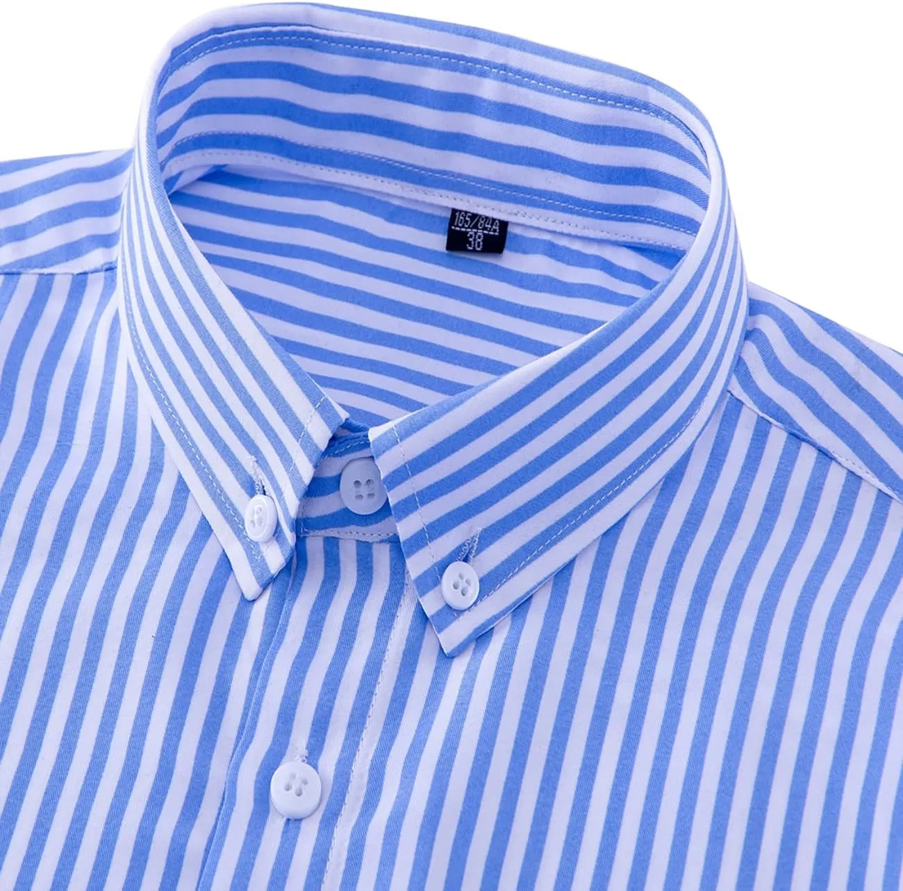 Men's Long Sleeve Dress Shirts Casual Business Vertical Striped Button Down Slim Fit Shirts