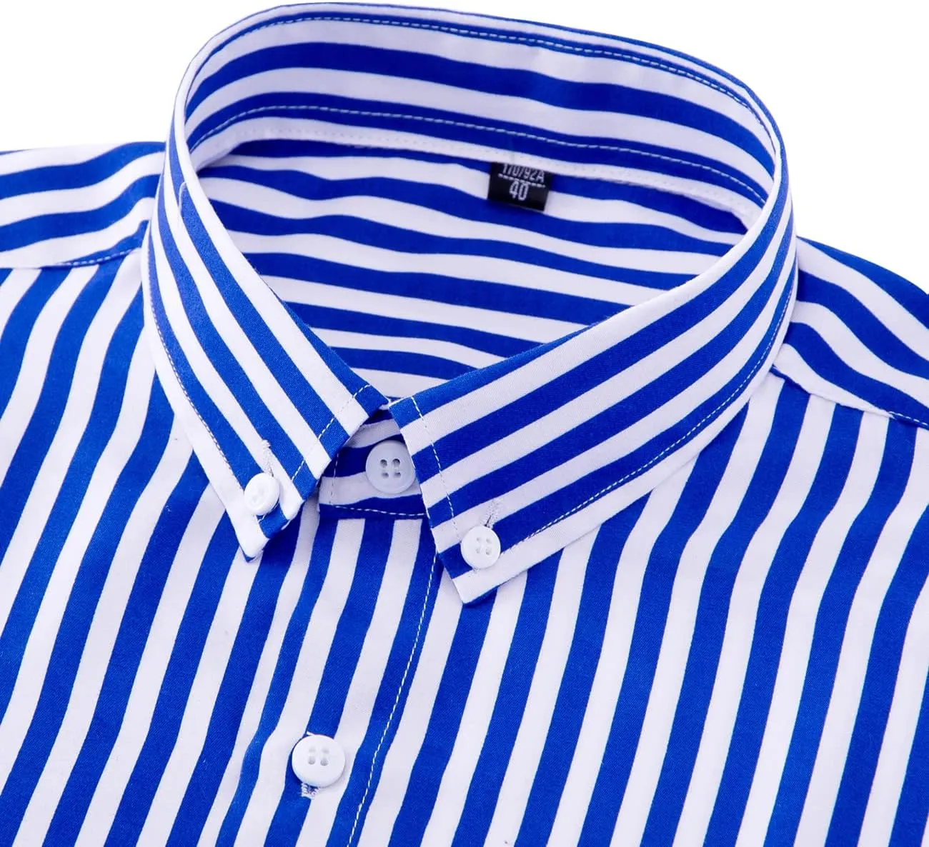 Men's Long Sleeve Dress Shirts Casual Business Vertical Striped Button Down Slim Fit Shirts