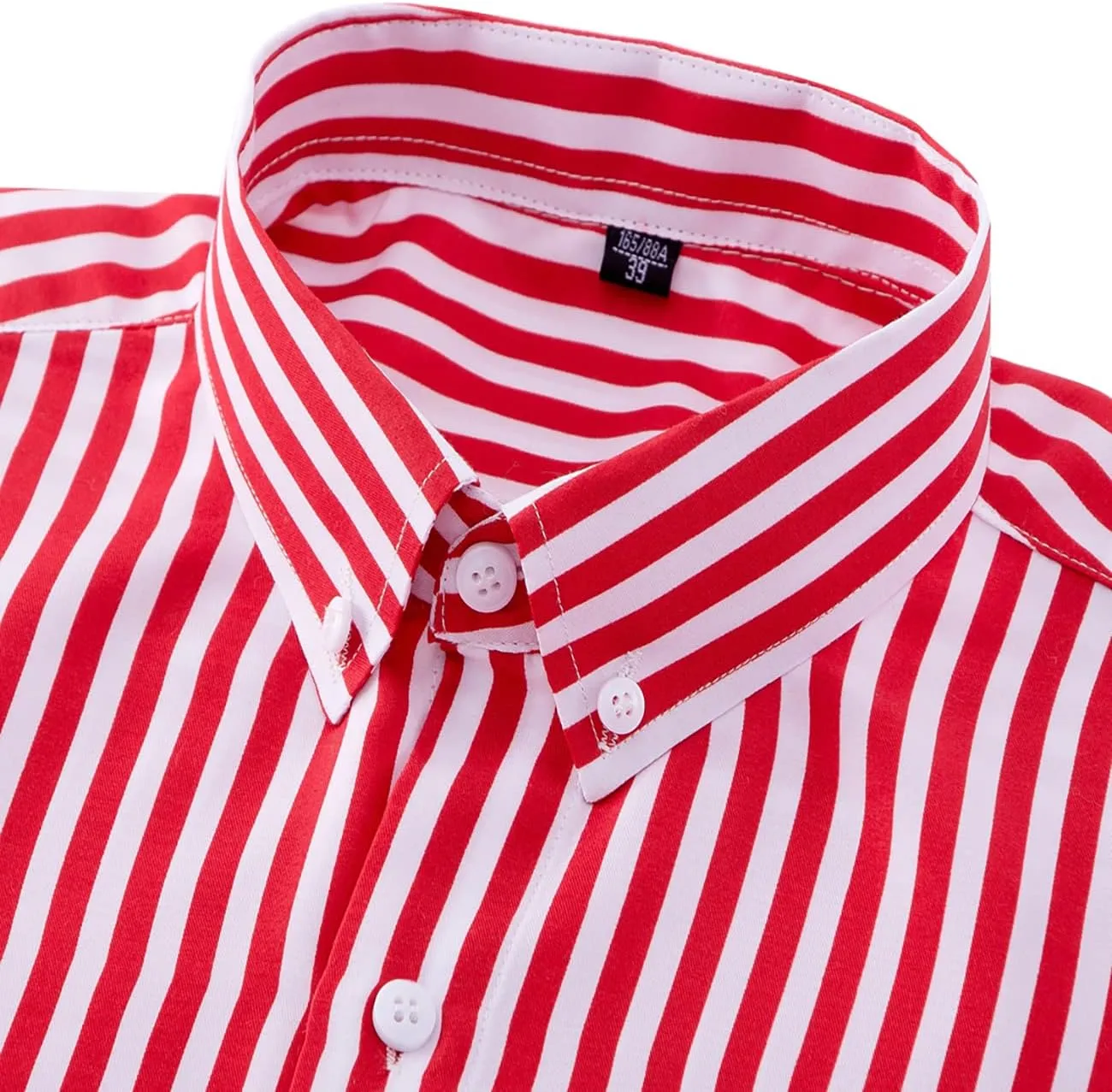 Men's Long Sleeve Dress Shirts Casual Business Vertical Striped Button Down Slim Fit Shirts