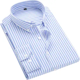 Men's Long Sleeve Dress Shirts Casual Business Vertical Striped Button Down Slim Fit Shirts