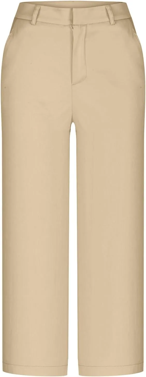 NaRHbrg Capri Pants for Women High Waisted Wide Leg Palazzo Trousers Solid Causal Dressy Pants Loose Lounge Pant with Pockets