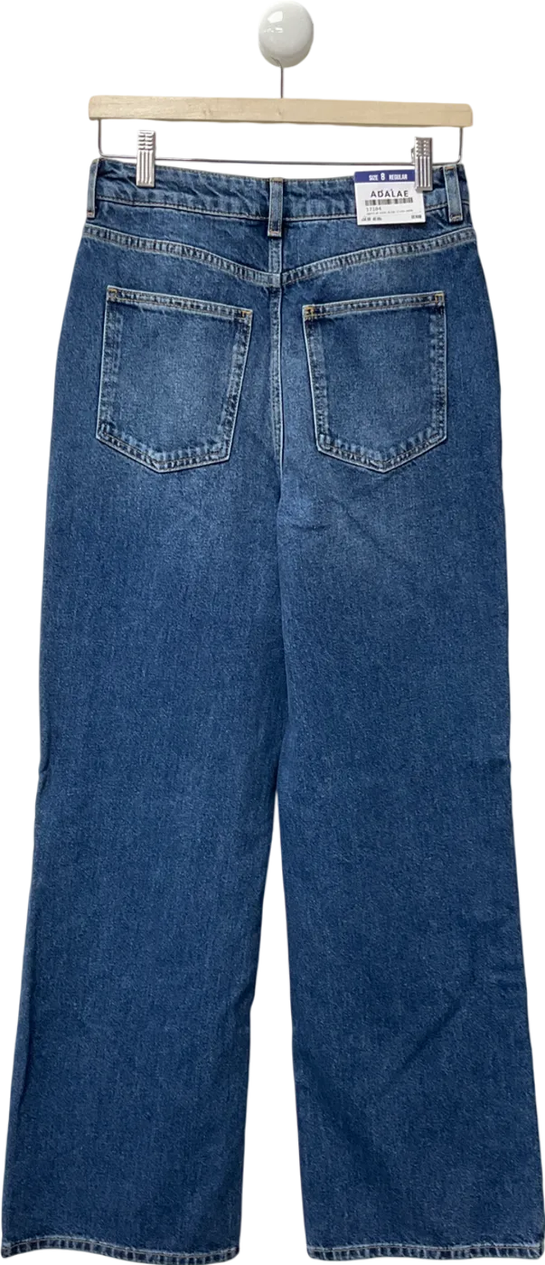 New Look Blue High Waisted Wide Leg Jeans UK 8