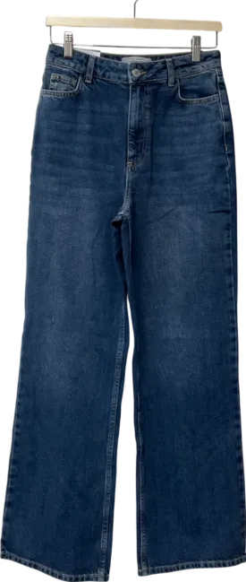 New Look Blue High Waisted Wide Leg Jeans UK 8