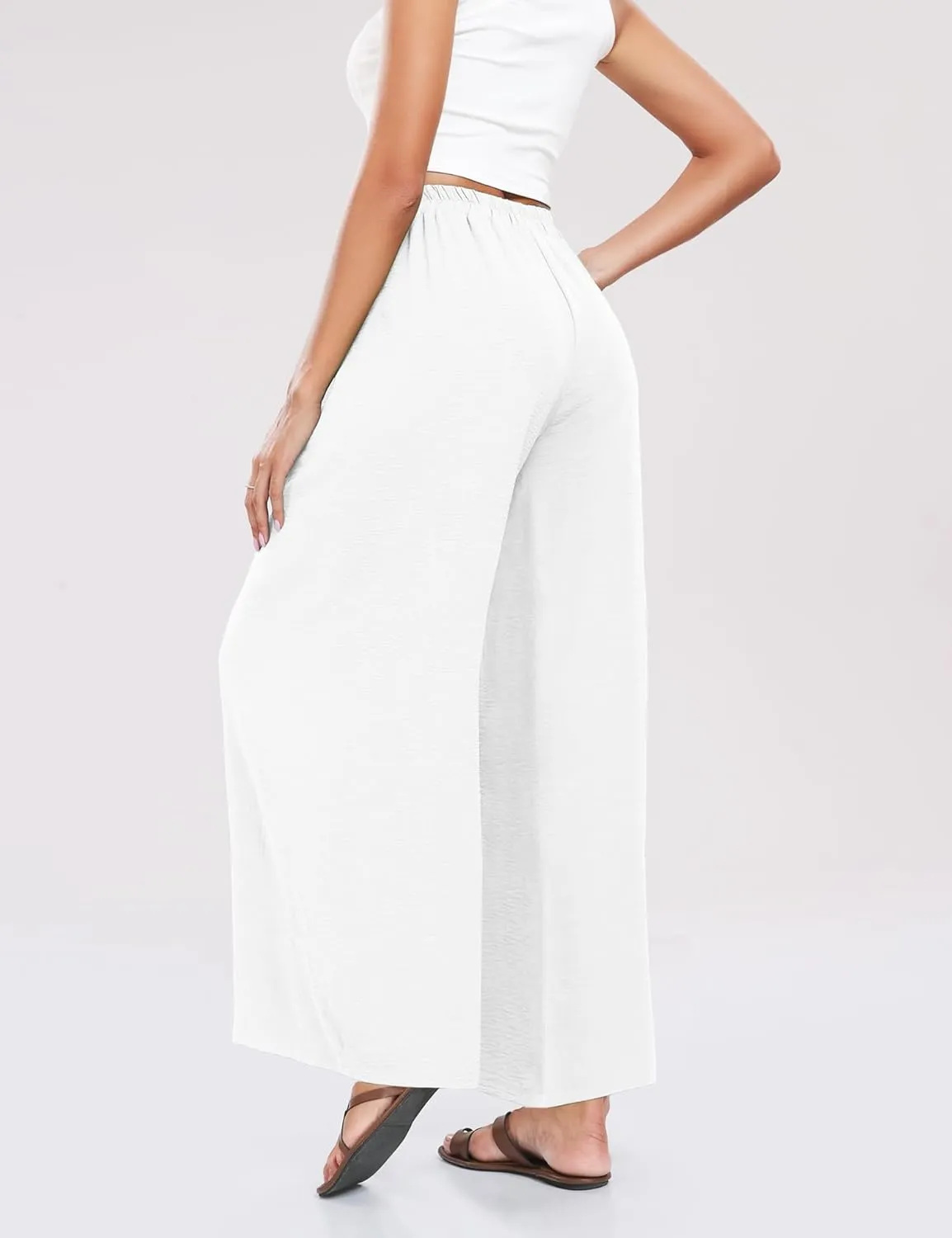 Summe Wide Leg Dress Pants for Women High Waisted Palazzo Casual Work Pants Beach Trousers with Pocket