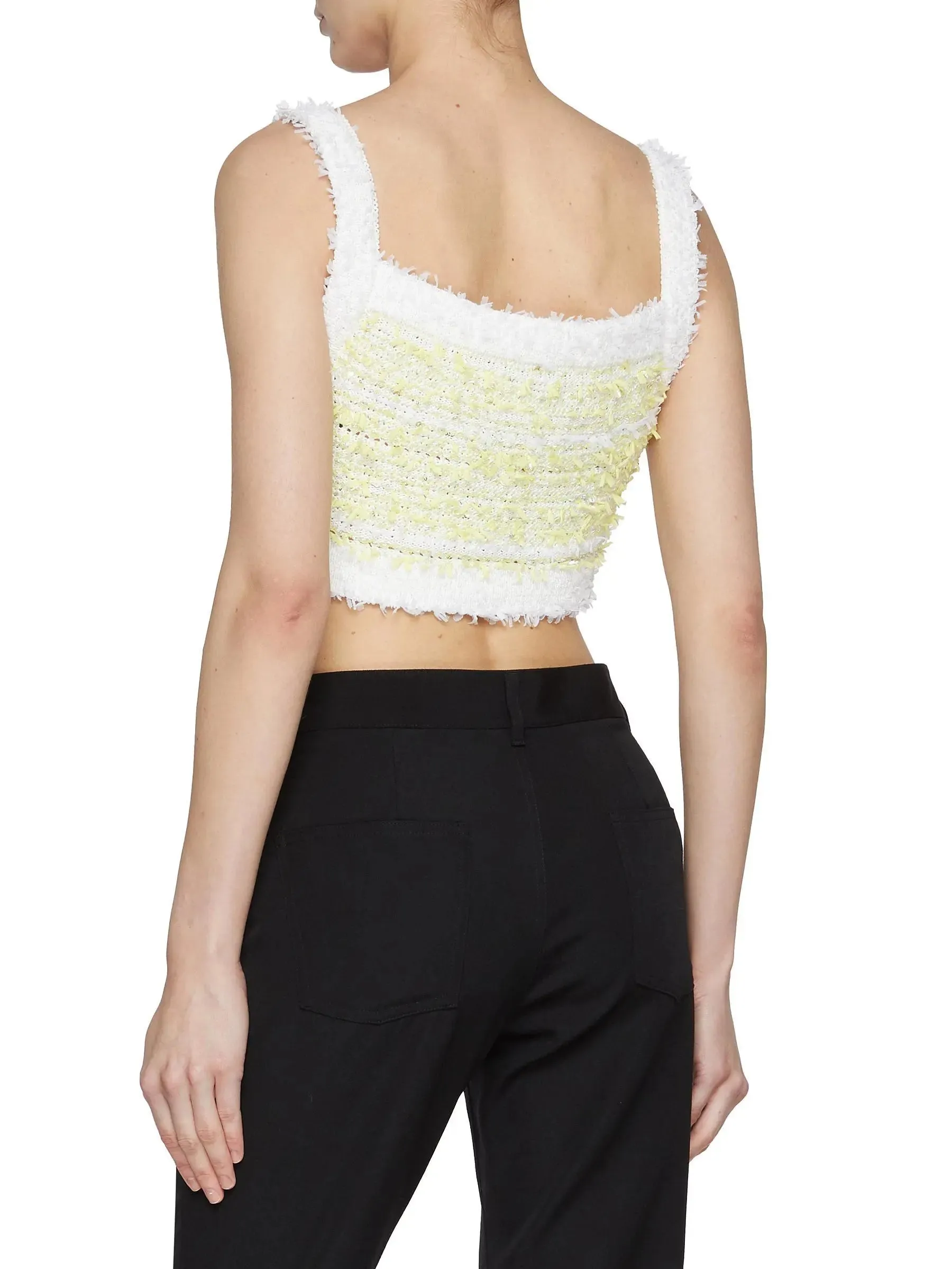 Women’s Cropped Striped Knit Tank in Yellow and White